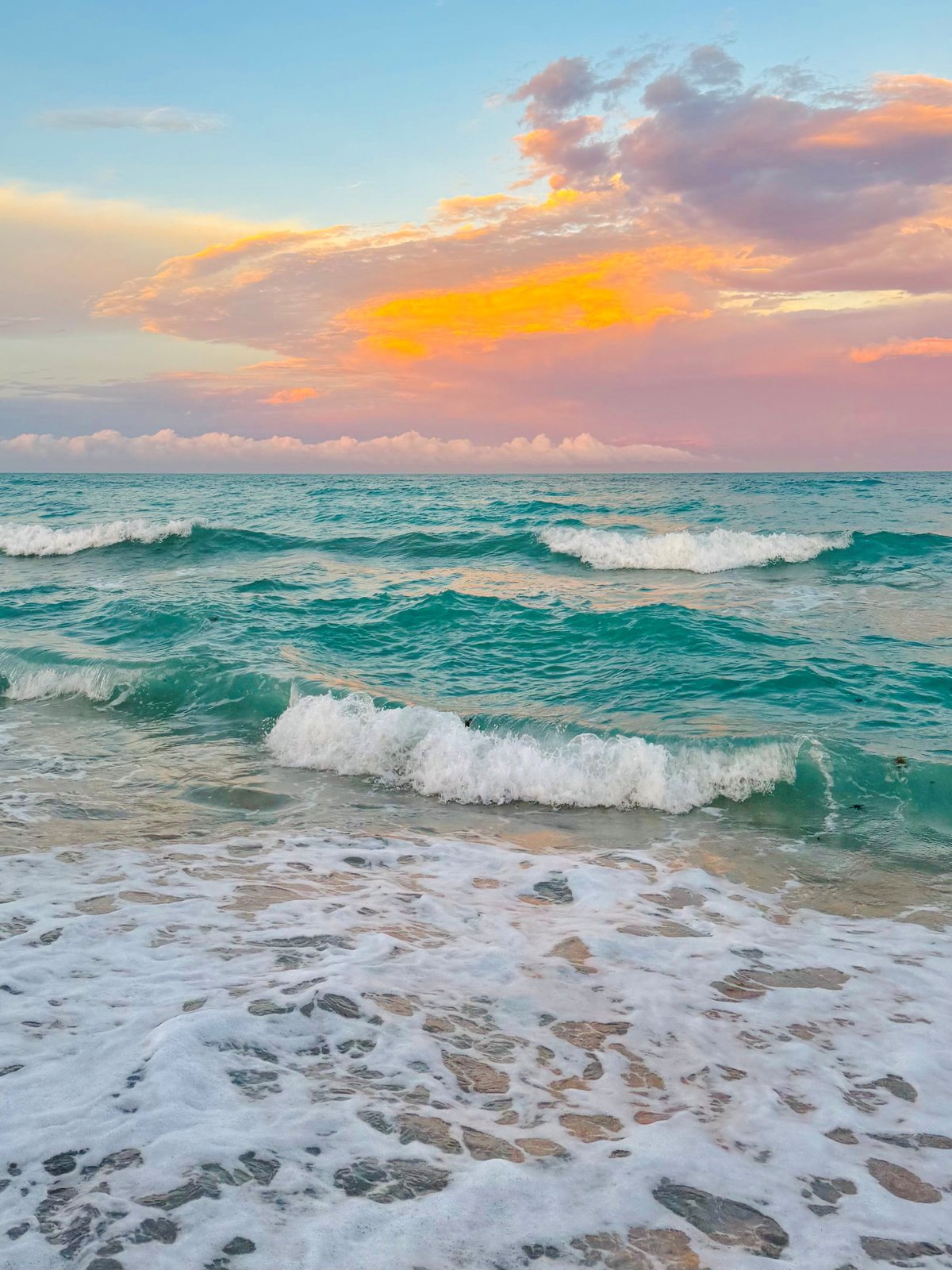Clearwater Florida beach sunset with beautiful colors over the Gulf of Mexico